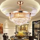 42-inch Crystal Ceiling Light LED Remote Control Retractable Extension Dimmable Wind Speed  (Gold)