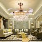 42-inch Crystal Ceiling Light LED Remote Control Retractable Extension Dimmable Wind Speed (Gold)