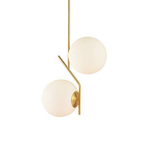 BAODEN 2 Lights Globe Pendant Light Mid Century Chandelier Modern Hanging Light