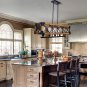 Farmhouse Kitchen Island Wood Hanging Light Fixture 5 Light  Industrial Dining Room Chandelier Brown