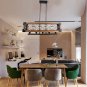 Farmhouse Kitchen Island Wood Hanging Light Fixture 5 Light  Industrial Dining Room Chandelier Brown