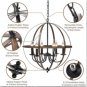 Rustic Metal Chandelier 23.62'' Bronze Finish Wood Texture Industrial Ceiling Hanging Light Fixture