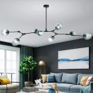 Pendant Glass Chandelier with 8 Lights Fixture Hanging Semi Flush Mount(8 Heads Black-Gradient Blue)