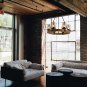 6-Light Wood Kitchen Farmhouse Chandelier Pendant Island Light Fixtures Black(Bulb Not Included)