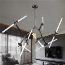 Chandelier Metal Acrylic Branch Pendant Lamp Light Ceiling Fixtures for Living Room(14-Light Black)