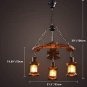 Industrial Hanging Lantern Chandelier 3 Lights Loft Wooden Anchor Pendant Lighting Fixture