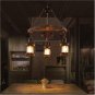 Industrial Hanging Lantern Chandelier 3 Lights Loft Wooden Anchor Pendant Lighting Fixture