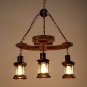 Industrial Hanging Lantern Chandelier 3 Lights Loft Wooden Anchor Pendant Lighting Fixture