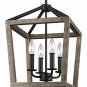 Feiss Gannet Wood Lantern Pendant Lighting Brown 4-Light