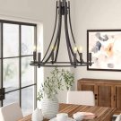 6-Light Large Wagon Wheel Chandelier  Vintage Farmhouse Pendant Light In Oil Rubbed Bronze Finish