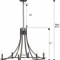 6-Light Large Wagon Wheel Chandelier  Vintage Farmhouse Pendant Light In Oil Rubbed Bronze Finish
