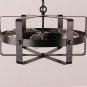 Unitary Antique Black Metal Drum Round Pendant Light with 5 E26 Bulb Sockets 200W Painted Finish