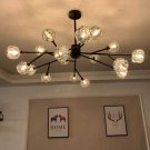 Chandelier 18-Light Crystal Pendant 43" LED Ceiling Light Pendant, Crystal with G9 LED Bulbs (Black)