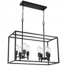8 Light Farmhouse Island Pendant Hanging Lighting Black Kitchen Light Fixture for Dining Kitchen Bar