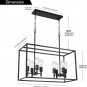 8 Light Farmhouse Island Pendant Hanging Lighting Black Kitchen Light Fixture for Dining Kitchen Bar