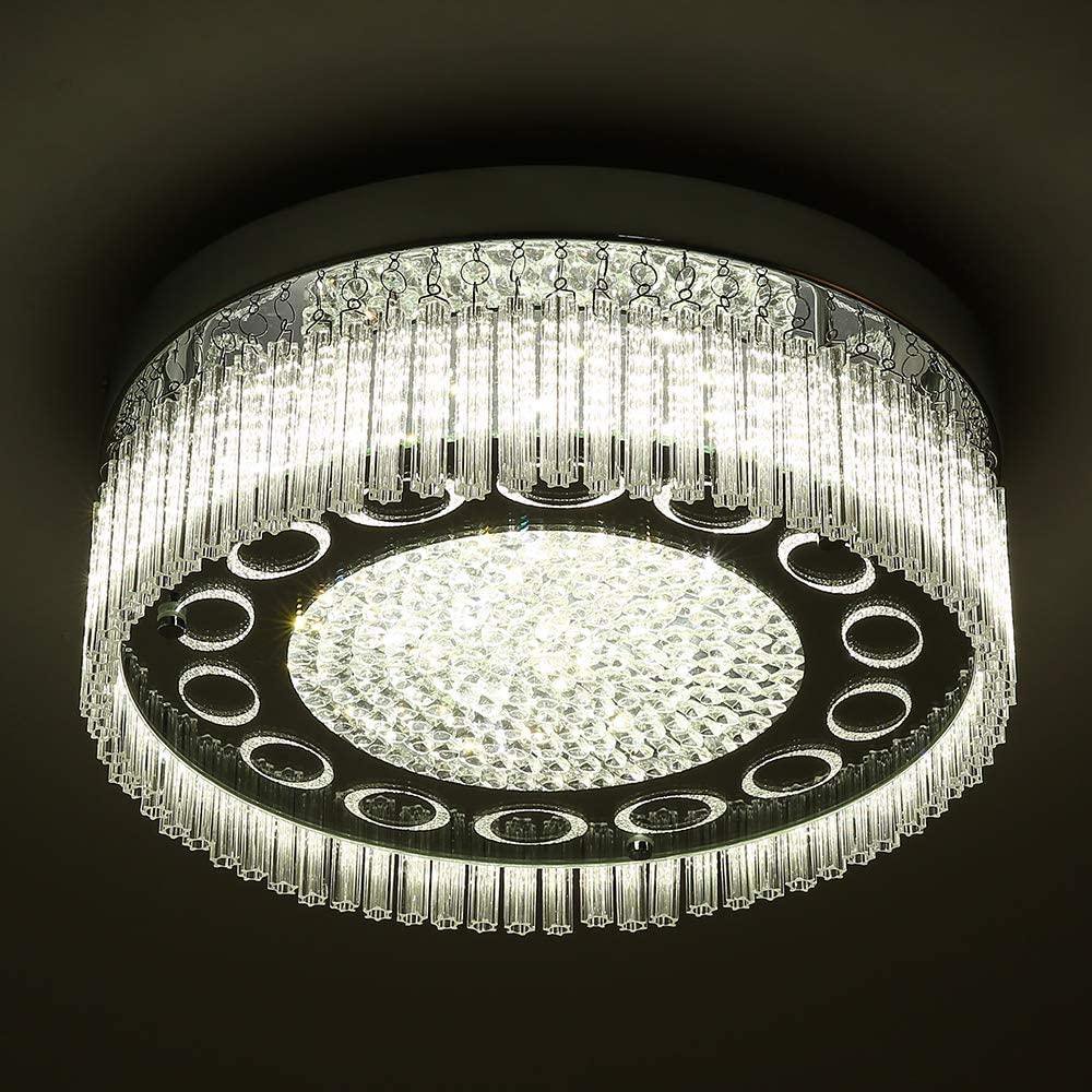 Flush Mount Ceiling Light, Dimmable LED Ceiling Light, K9 Crystal Polished Chrome Pendant Light