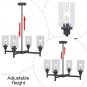 4 Light Glass Chandelier Black Kitchen Lighting Fixture Hanging with Cylinder Clear Pendant Light