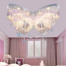 Art Deco Ceiling Light 23.62" Wide Butterfly Shaped Crystal Raindrop Discoloration Pendant Light