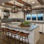 Rustic Round Chandelier Pendant Lighting with 4 Glass Shades, Industrial Drum Chandelier Black
