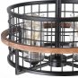 Rustic Round Chandelier Pendant Lighting with 4 Glass Shades, Industrial Drum Chandelier Black