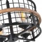 Rustic Round Chandelier Pendant Lighting with 4 Glass Shades, Industrial Drum Chandelier Black