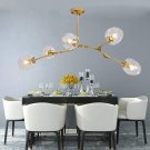Modern Pendant Light Glass Chandelier with 5 Lights Fixture Hanging Flush Mount (5 Heads-Clear)