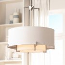 Concentric Shades Brushed Nickel Drum Pendant Chandelier 25" Wide Modern White Shade 4-Light Fixture