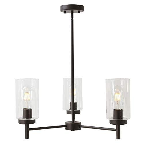 3-Light Chandeliers Rustic Clear Glass Shades Pendant Lighting Oil Rubber Hanging Ceiling Lights