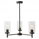 3-Light Chandeliers Rustic Clear Glass Shades Pendant Lighting Oil Rubber Hanging Ceiling Lights