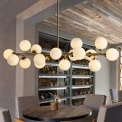 Chandelier 16 Round Glasses LED Ceiling Light Pendant, G4 LED Bulbs Bronze Gold (4.7" Lampshade)