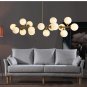 Chandelier 16 Round Glasses LED Ceiling Light Pendant, G4 LED Bulbs Bronze Gold (4.7" Lampshade)