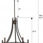 Modern Farmhouse Dining Room Chandelier, 5-Light Kitchen Pendant Light In Oil Rubbed Bronze Finish