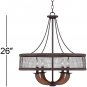 Frankton Bronze Pendant Chandelier 22" Wide Rustic Farmhouse Mesh Drum Hardwood Arm 4-Light