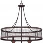 Frankton Bronze Pendant Chandelier 22" Wide Rustic Farmhouse Mesh Drum Hardwood Arm 4-Light