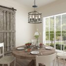Farmhouse Chandelier Drum Chandeliers 4 Lights Pendant Lighting in Faux Wood Finish, W14.2"xH17.3"