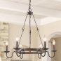 LOG BARN Rustic French Country Chandelier Wagon Wheel Hanging Island Lighting