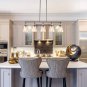 SHENGYADI 5-Light Amber Crackled Glass Pendant Light Modern Kitchen Island Lighting