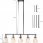 SHENGYADI 5-Light Amber Crackled Glass Pendant Light Modern Kitchen Island Lighting