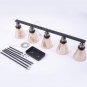 SHENGYADI 5-Light Amber Crackled Glass Pendant Light Modern Kitchen Island Lighting