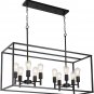 VINLUZ 10 Lights Kitchen Island Pendant Lighting Black Farmhouse Industrial Chandelier
