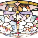 Semi Flush Mount Light Glass Shade Ceiling Light Fixture with 16 Inch Stained Glass Shade  3- Light
