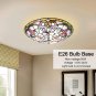Semi Flush Mount Light Glass Shade Ceiling Light Fixture with 16 Inch Stained Glass Shade  3- Light