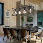 4-Light Dining Room Chandelier Black Rectangle Rustic Light Fixtures Ceiling Hanging Lighting