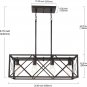 4-Light Dining Room Chandelier Black Rectangle Rustic Light Fixtures Ceiling Hanging Lighting