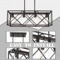 4-Light Dining Room Chandelier Black Rectangle Rustic Light Fixtures Ceiling Hanging Lighting
