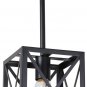 4-Light Dining Room Chandelier Black Rectangle Rustic Light Fixtures Ceiling Hanging Lighting