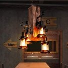 Industrial Retro Wooden Chandelier Retro Fluffy Lantern Chandelier 4 Lamps Hanging Lighting
