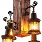 Industrial Retro Wooden Chandelier Retro Fluffy Lantern Chandelier 4 Lamps Hanging Lighting