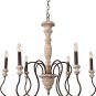 Antique Handmade Wood Chandelier with Drops Farmhouse Pendant Lights for Dining Room and Living Room