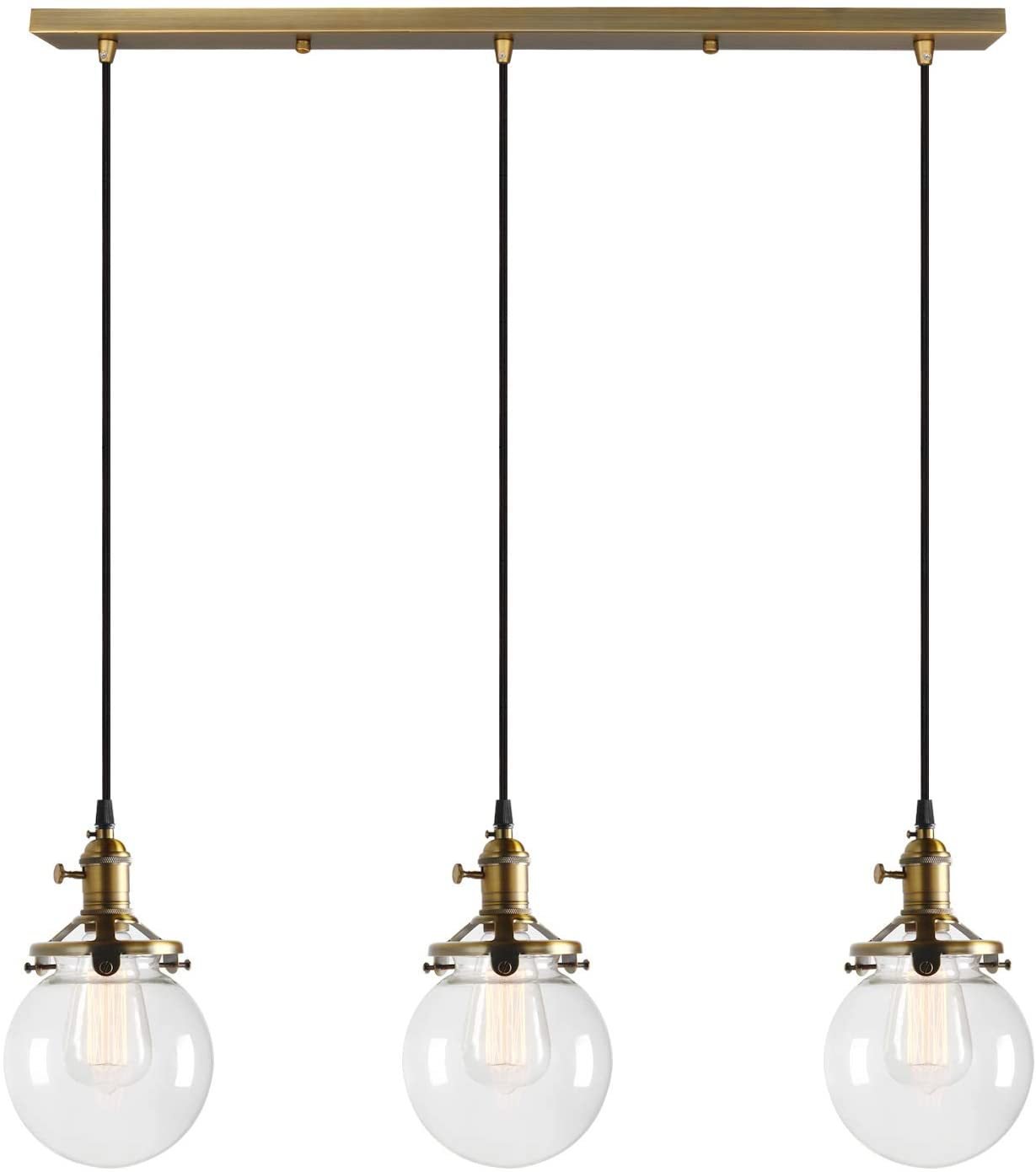 Vintage Rustic Industrial 3-Lights Kitchen Island Chandelier Triple Pendant Hanging Ceiling Lighting
